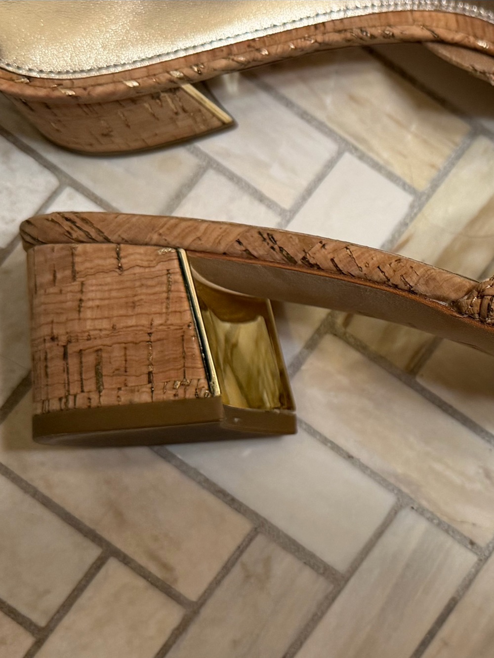 Donald Pliner Melrose3 Sparkle Cork Low Heels Natural Woven Sandal Size 10 - Picture 13 of 16